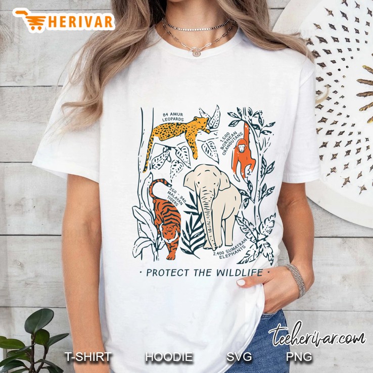 Protect The Wildlife Botanical Char Endangered Animal Ladies Tee