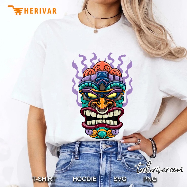 Tiki Totem Mask Hawaiian God Luau Talisman Cool Gift Idea Ladies Tee
