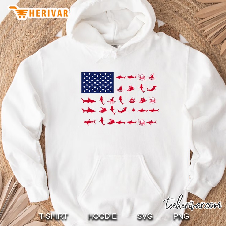Sharks Silhouette American Flag Version Hoodie