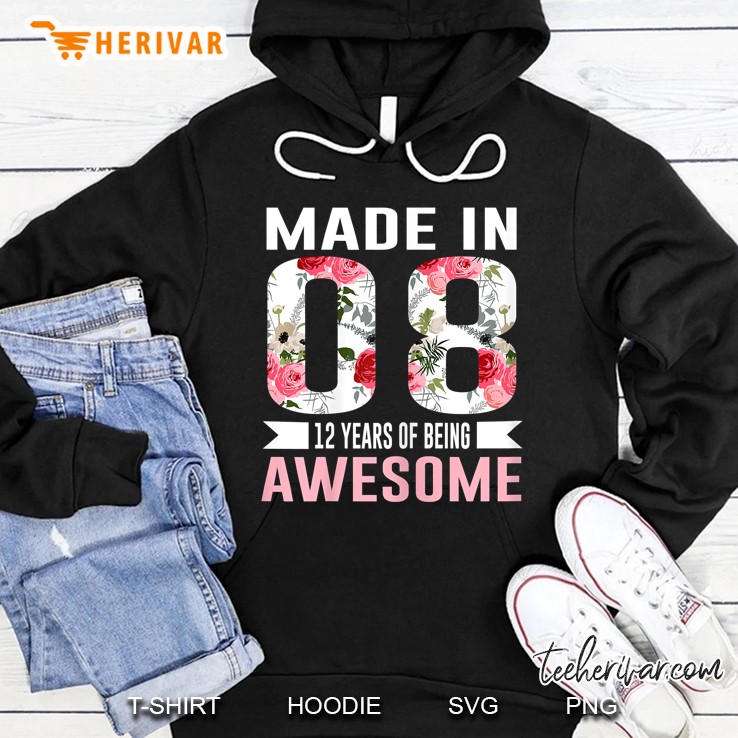 12 Year Old Birthday Girl Born In 2008 12Th Birthday Shirt Hoodie