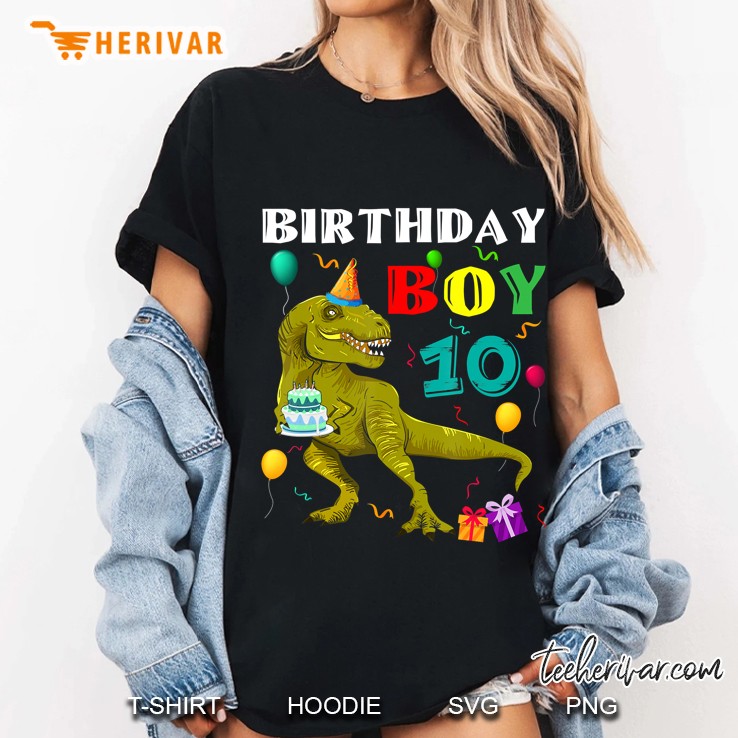 Kids 10 Years Old 10Th Birthday Gift For Boy Dinosaur Ladies Tee
