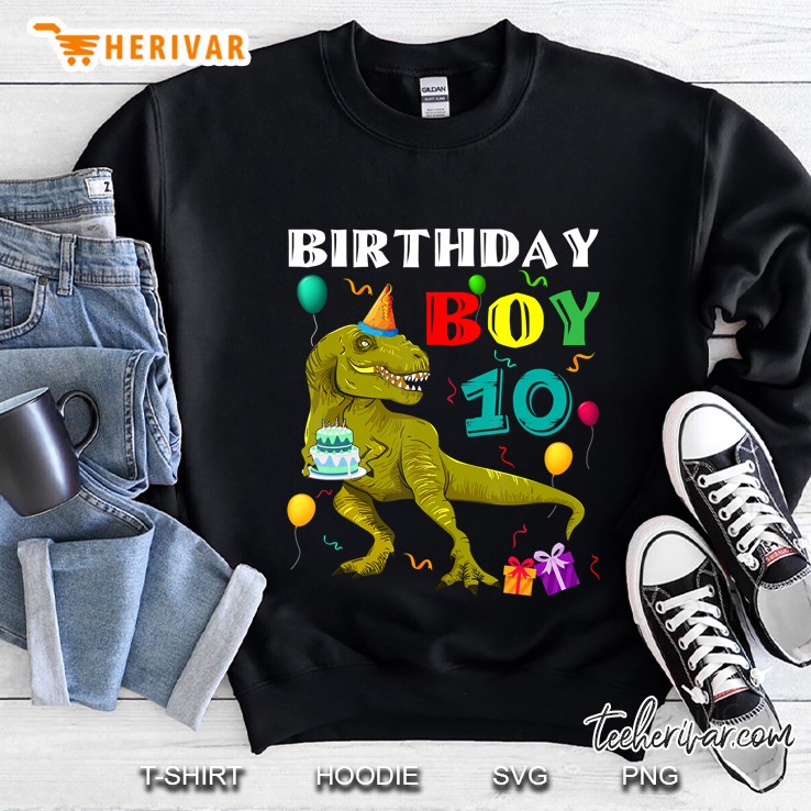 Kids 10 Years Old 10Th Birthday Gift For Boy Dinosaur Sweatshirt
