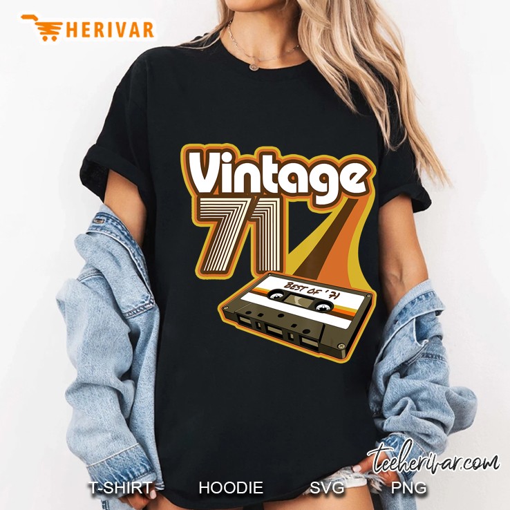 Vintage 1971 - Retro Cassette Tape 49Th Birthday Gift Hoodie