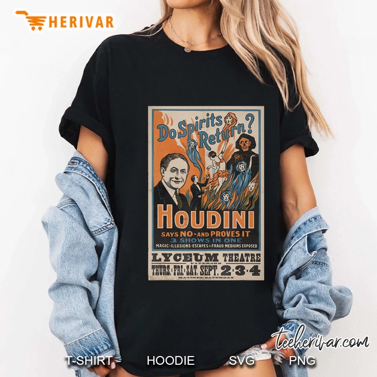 Vintage Houdini Show Poster Historical Magician Showman Ladies Tee