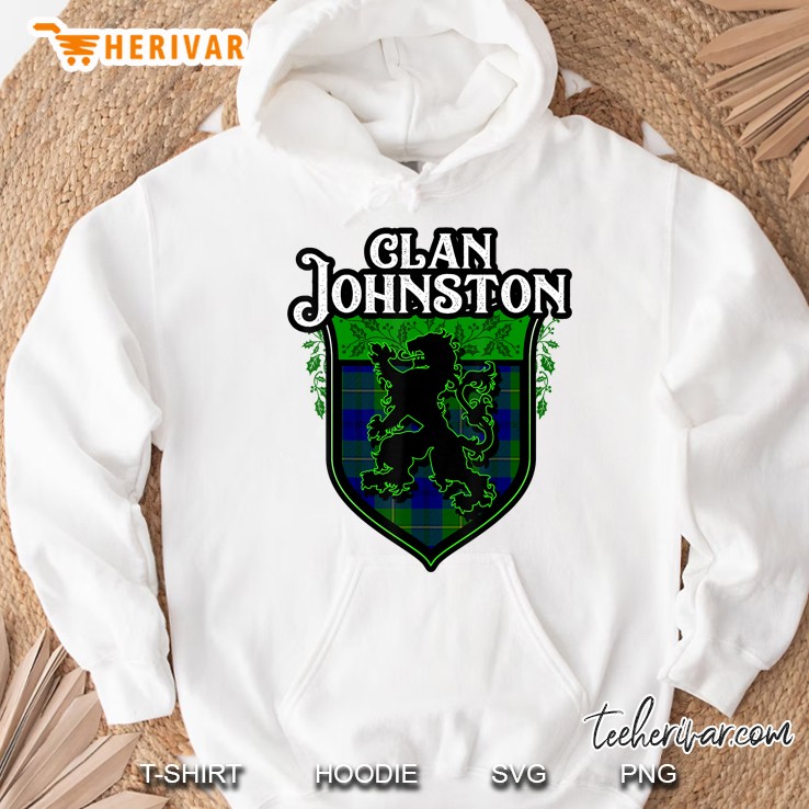 Clan Johnston Surname Scottish Tartan Lion Rampant Crest Hoodie