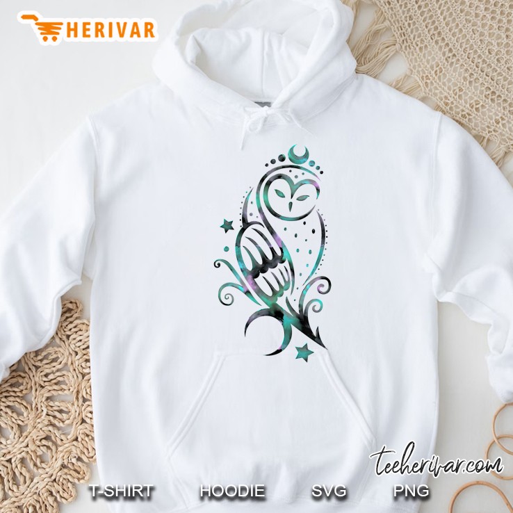 Moon Owl Watercolor Style Universe And Stars Magic Snow Owl Hoodie