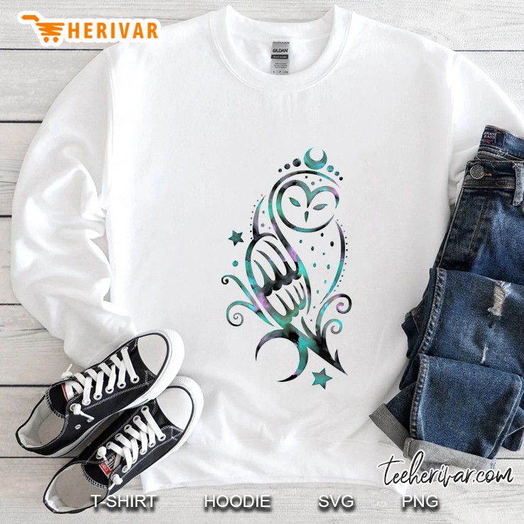 Moon Owl Watercolor Style Universe And Stars Magic Snow Owl Sweatshirt