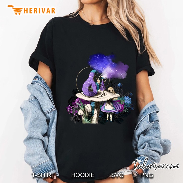 Alice Wonderland Caterpillar Flower Bouquet Pullover Ladies Tee