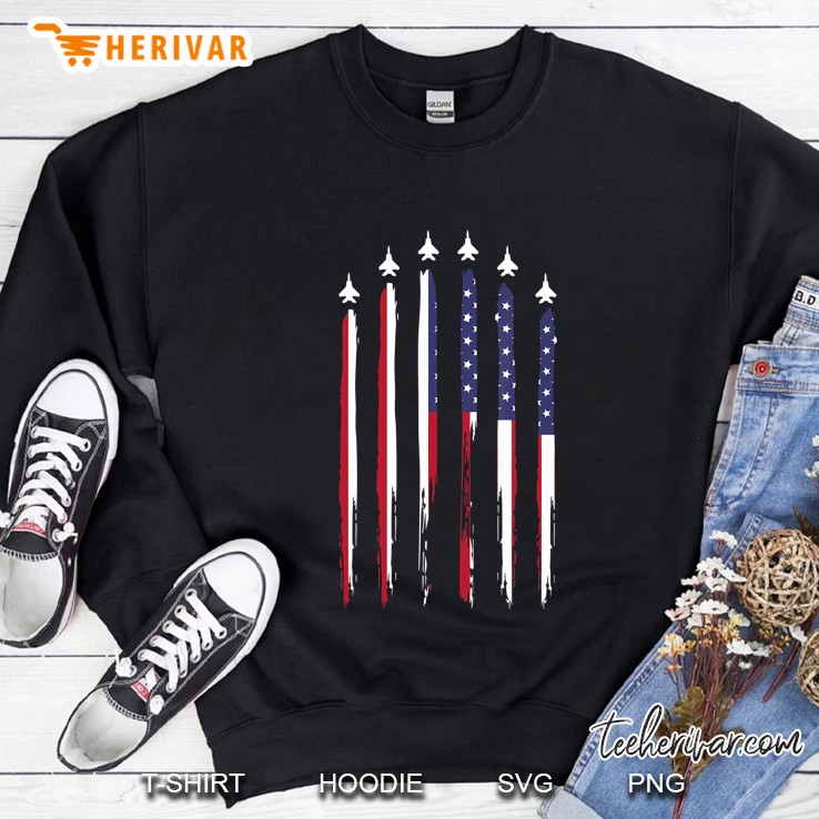 American Flag Usa Airplane Jet Fighter 4Th Of July Patriotic Sweatshirt