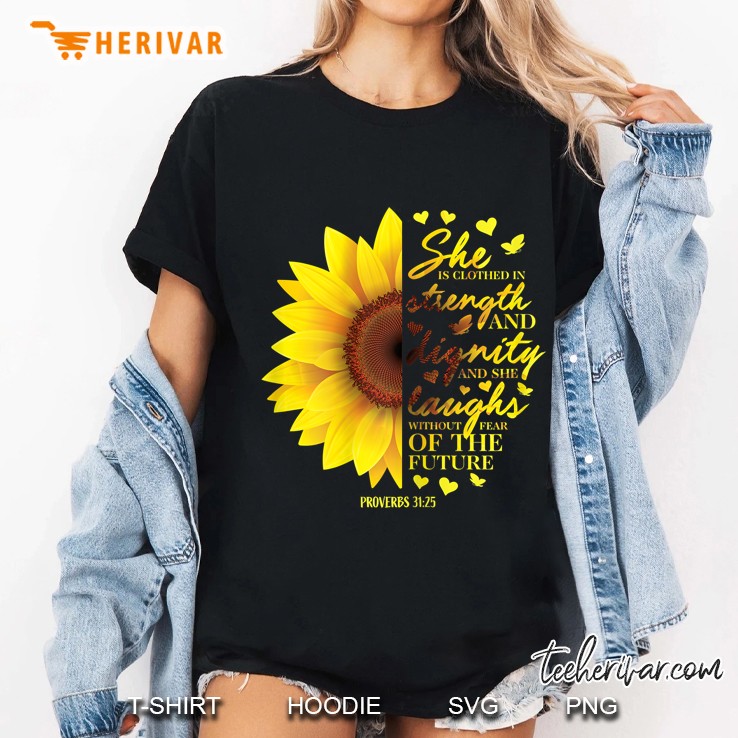 Christian Bible Verse Sunflower Scripture Religious Gift Her Ladies Tee