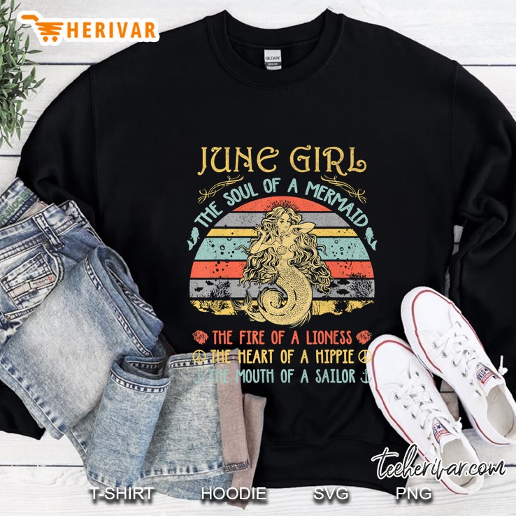 June Girl The Soul Of A Mermaid Vintage Shirt Funny Gift Mugs