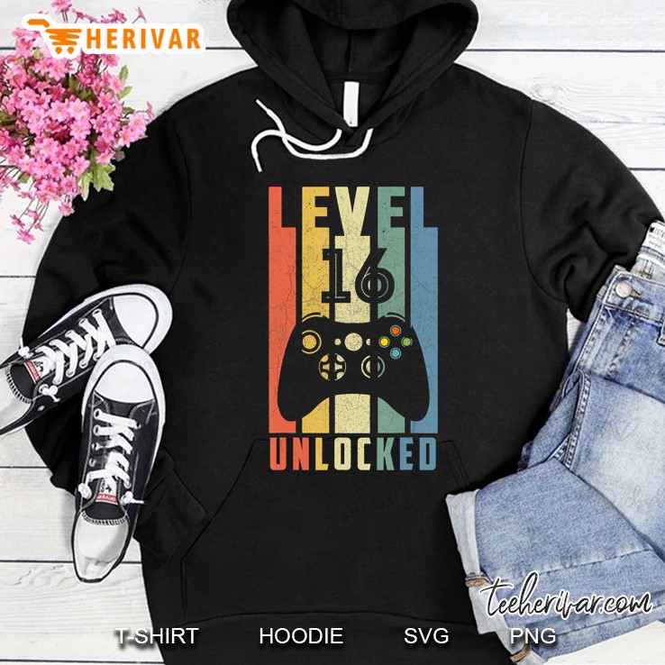 Level 16 Unlocked Tshirt 16Th Video Gamer Birthday Boy Gifts Hoodie