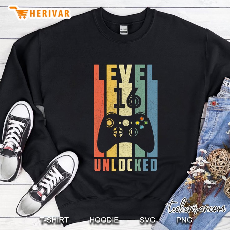 Level 16 Unlocked Tshirt 16Th Video Gamer Birthday Boy Gifts Sweatshirt