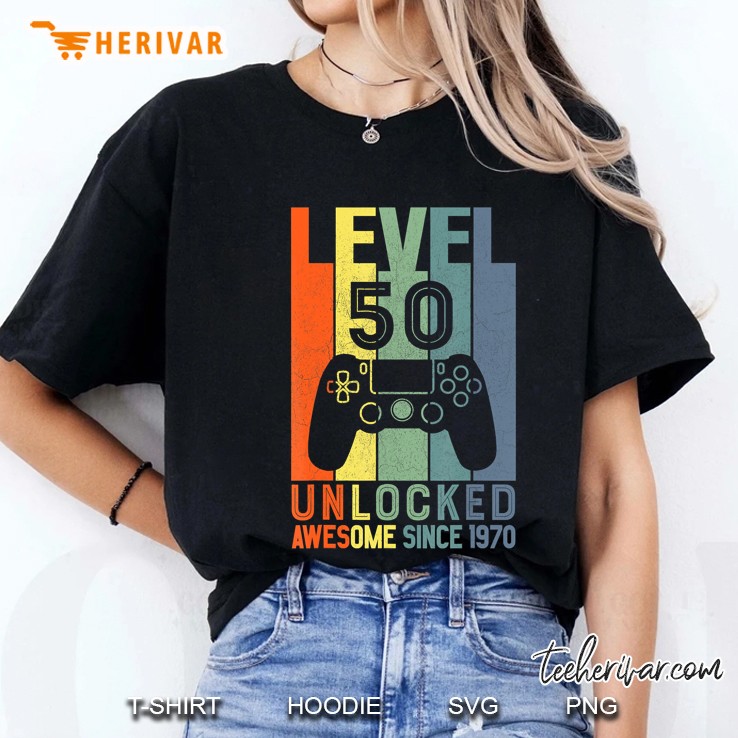 Level 50 Unlocked Awesome Since 1970 50 Birthday Gift Hoodie