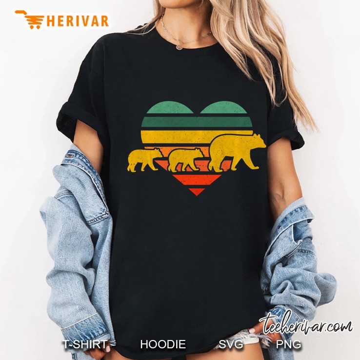 Mama Bear Two Cubs Retro Heart Mother