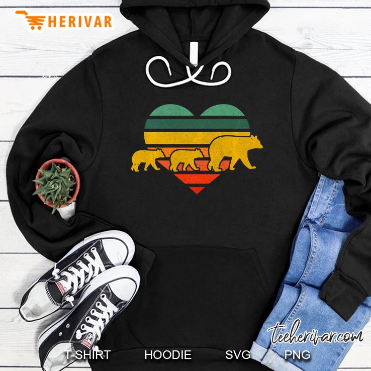 Mama Bear Two Cubs Retro Heart Mother