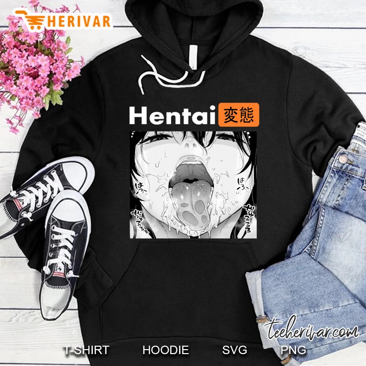 Manga Ahegao Anime Shirt Retro Otaku Hentai Waifu Pullover Hoodie