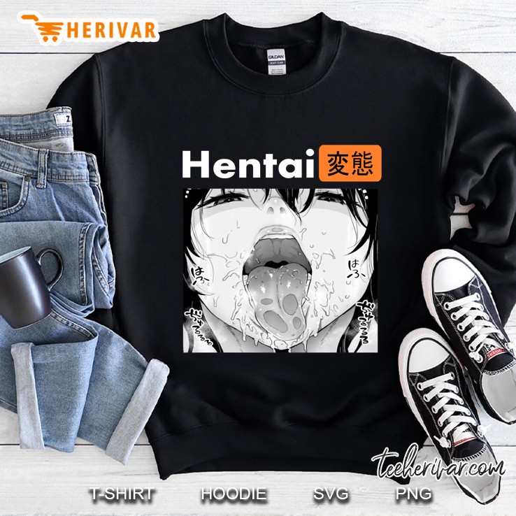 Manga Ahegao Anime Shirt Retro Otaku Hentai Waifu Pullover Sweatshirt