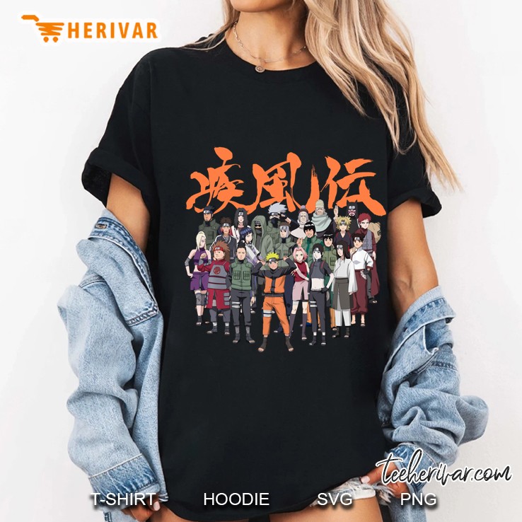 Naruto Shippuden Cast Group Pullover Ladies Tee