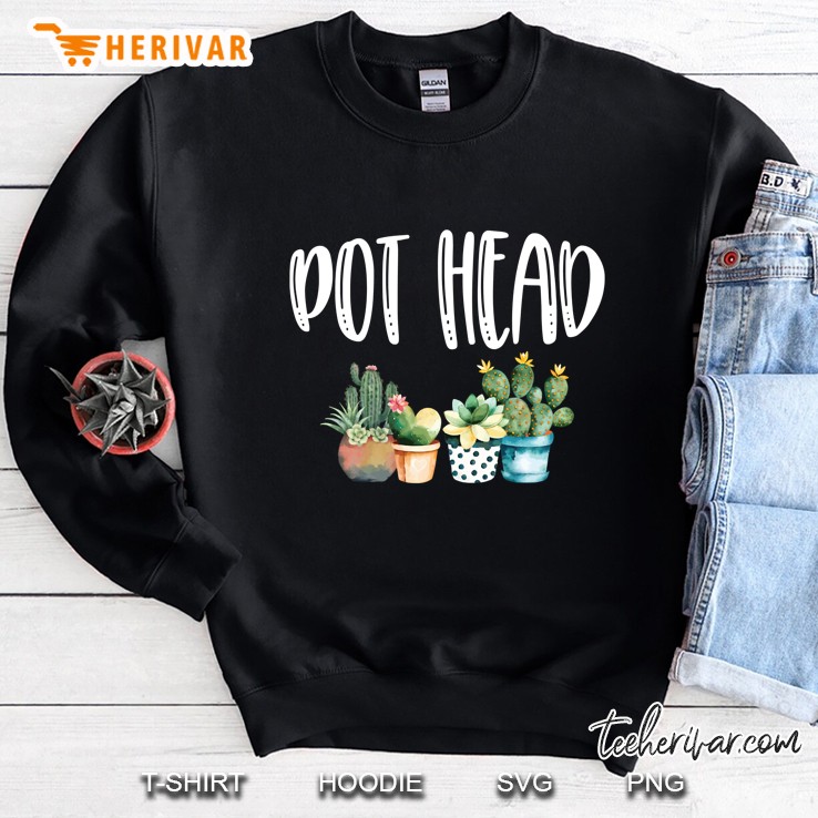 Pot Head Cactus Gardening Plant Lover Pothead Gardener Gift Pullover Mugs