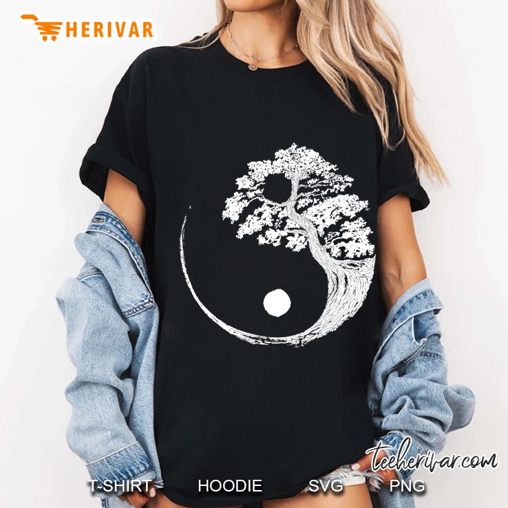 Yin Yang Bonsai Tree Japanese Buddhist Zen Pullover Ladies Tee