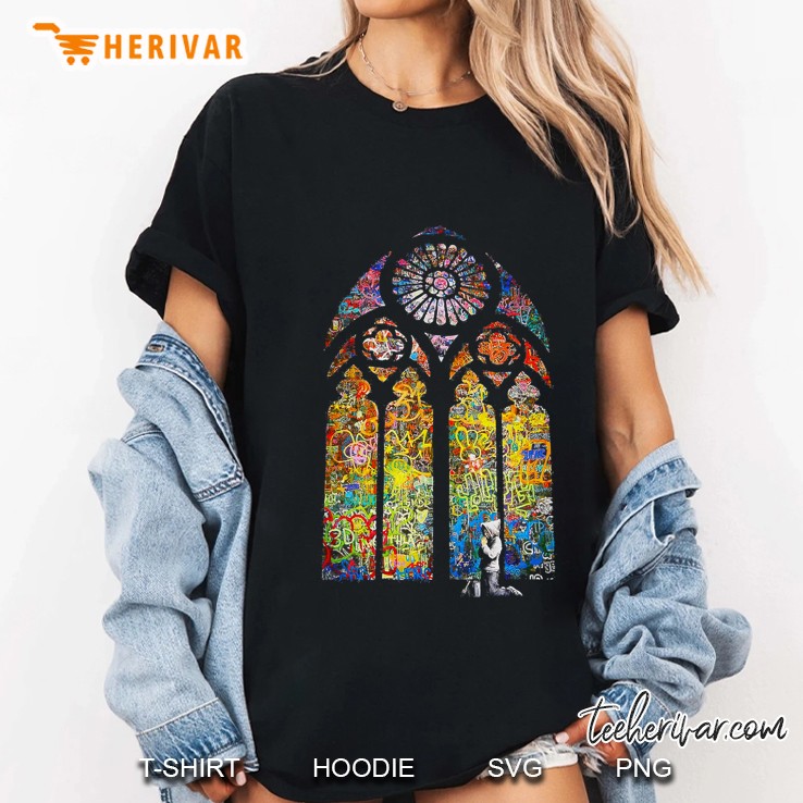 Banksy Stained Glass Window Cathedral Slim Fit Hoodie