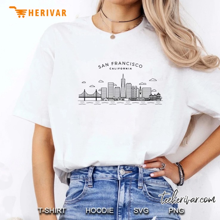 San Francisco Skyline Golden Gate Bridge California Gift Pullover Ladies Tee