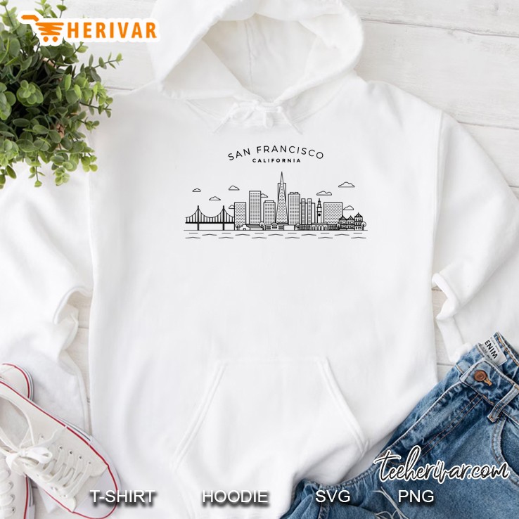 San Francisco Skyline Golden Gate Bridge California Gift Pullover Hoodie