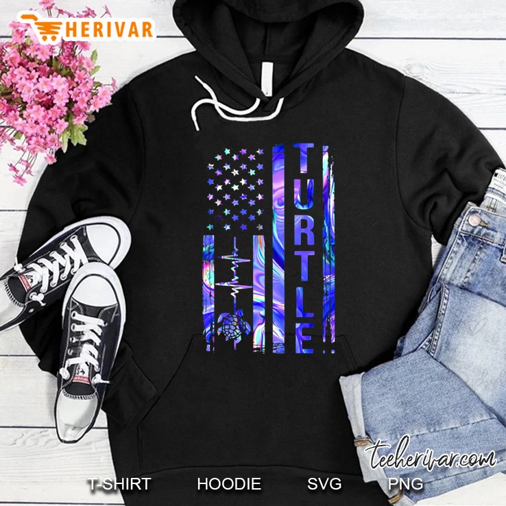Turtle Purple And Blue American Flag Version Hoodie