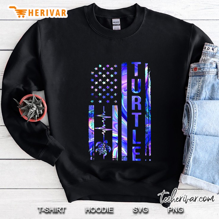 Turtle Purple And Blue American Flag Version Sweatshirt