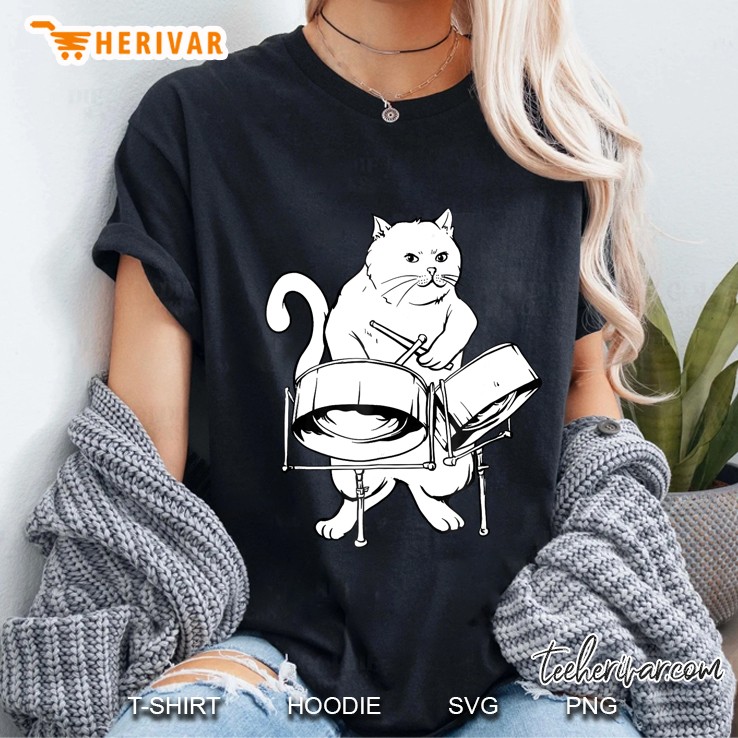 Funny Cat Steel Drum Musician Hoodie