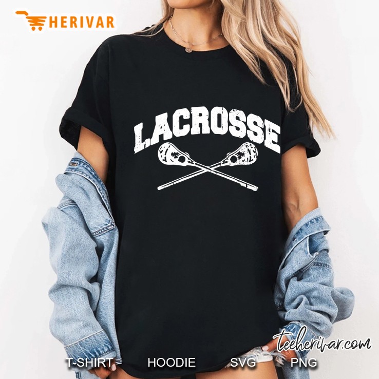 Lacrosse Crossed Sticks Lax Player Boys Girls Teens Vintage Pullover Ladies Tee