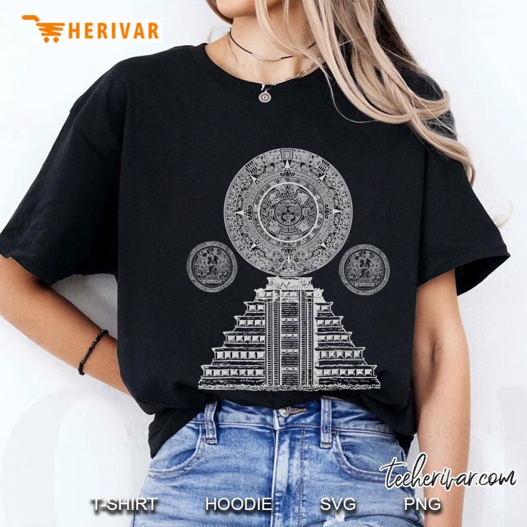 Sacred Mayan Aztec Calendar Pyramid Sacred Geometry Hoodie