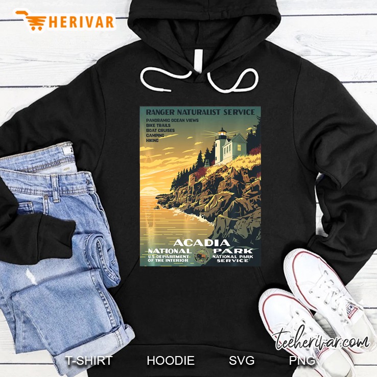 Vintage Poster - Acadia National Park Retro Hoodie