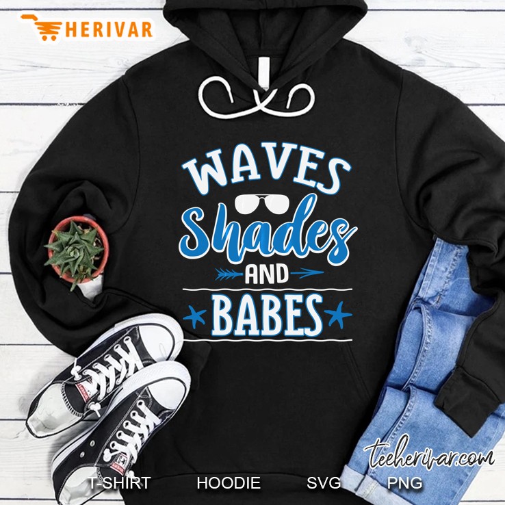 Waves Shades And Babes Funny Beach Vacation Shirt For Kids Hoodie