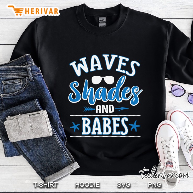 Waves Shades And Babes Funny Beach Vacation Shirt For Kids Sweatshirt