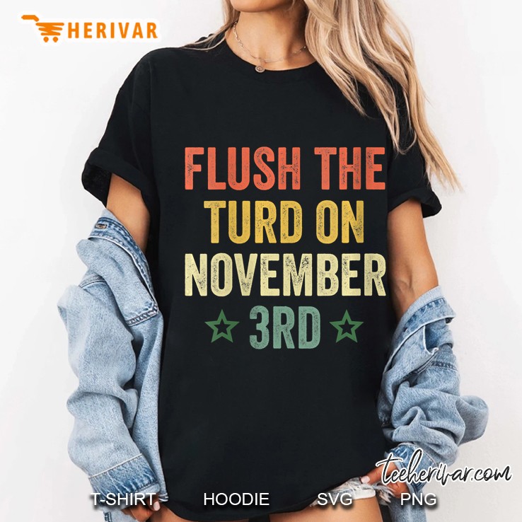 Womens Flush The Turd On November Third Vintage Impeach Trump 86 45 V-Neck Hoodie