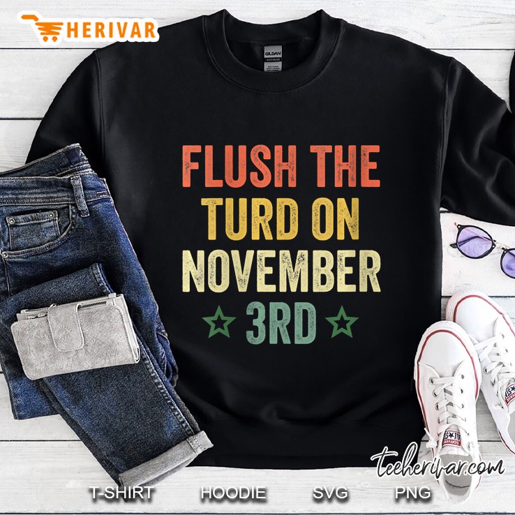 Womens Flush The Turd On November Third Vintage Impeach Trump 86 45 V-Neck Mugs