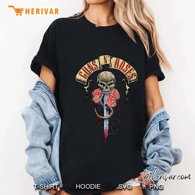 Womens Guns N' Roses Official Dripping Dagger V-Neck Hoodie