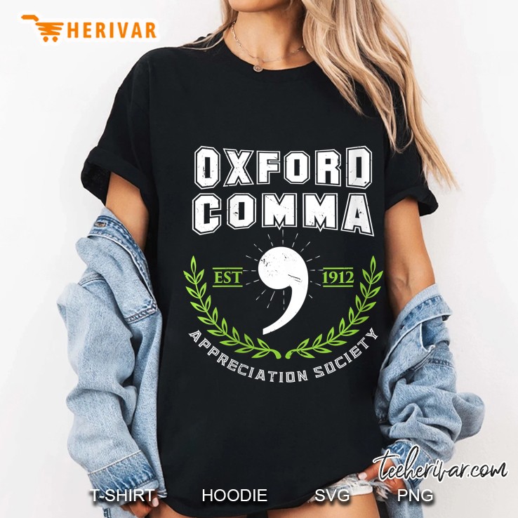 Womens Oxford Comma Appreciation Society Grammar Police Team V-Neck Ladies Tee