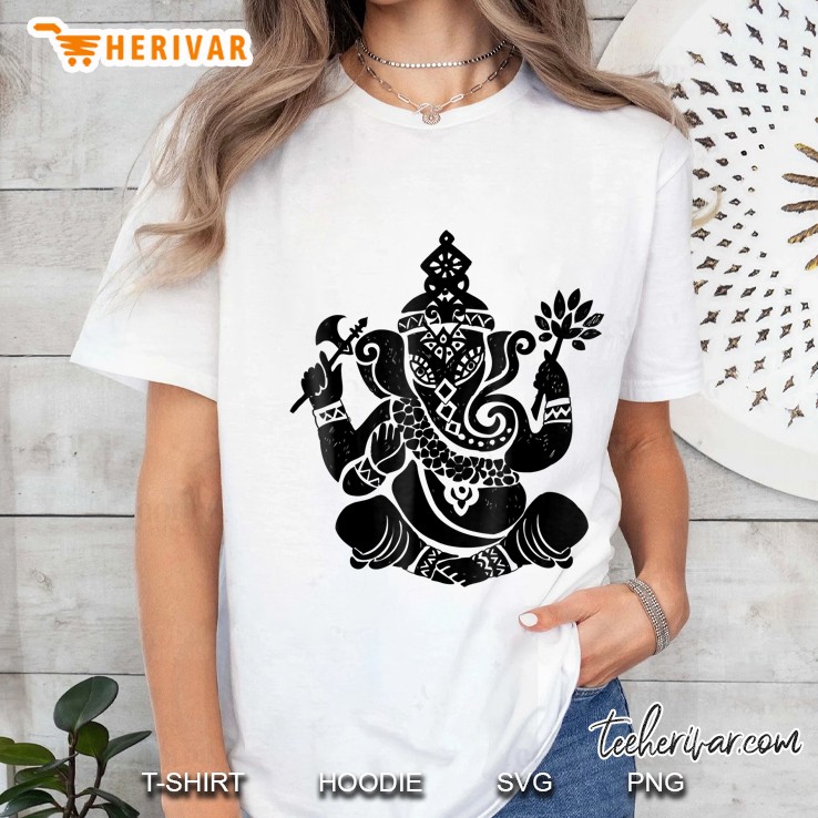Black Ganesha Vishnu Hindu Buddhist Holy Religious Ladies Tee