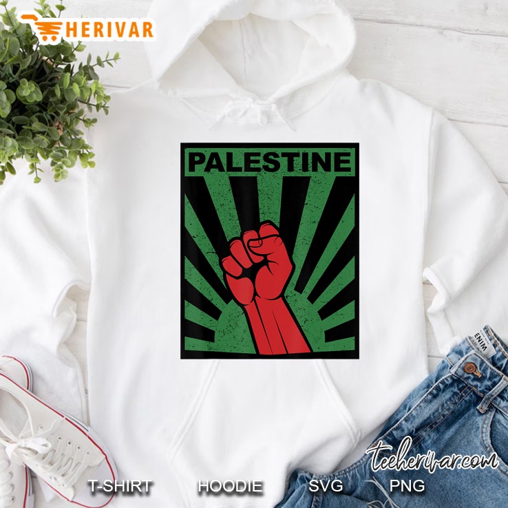 Free Palestine Shirt Propaganda-Style Palestine Fist Hoodie