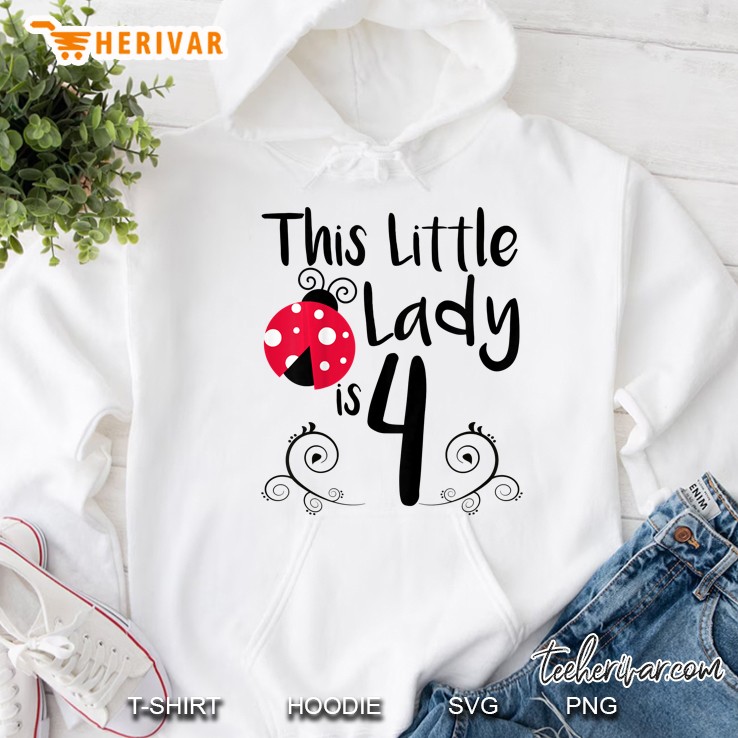 Kids 4 Year Old Ladybug Birthday Party Lady Bug Party 4Th Gift Hoodie