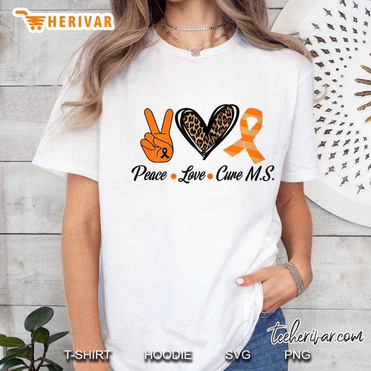 Womens Multiple Sclerosis Awareness Tee Peace Love Cure Ms Hoodie