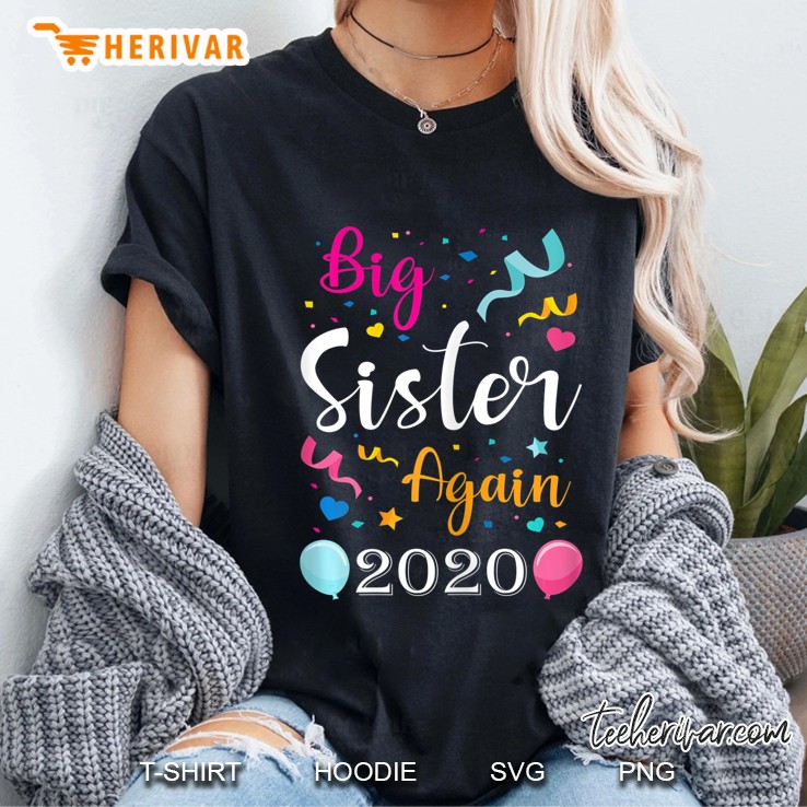 Big Sister Again 2020 Pregnancy Announcement Kids Siblings Hoodie