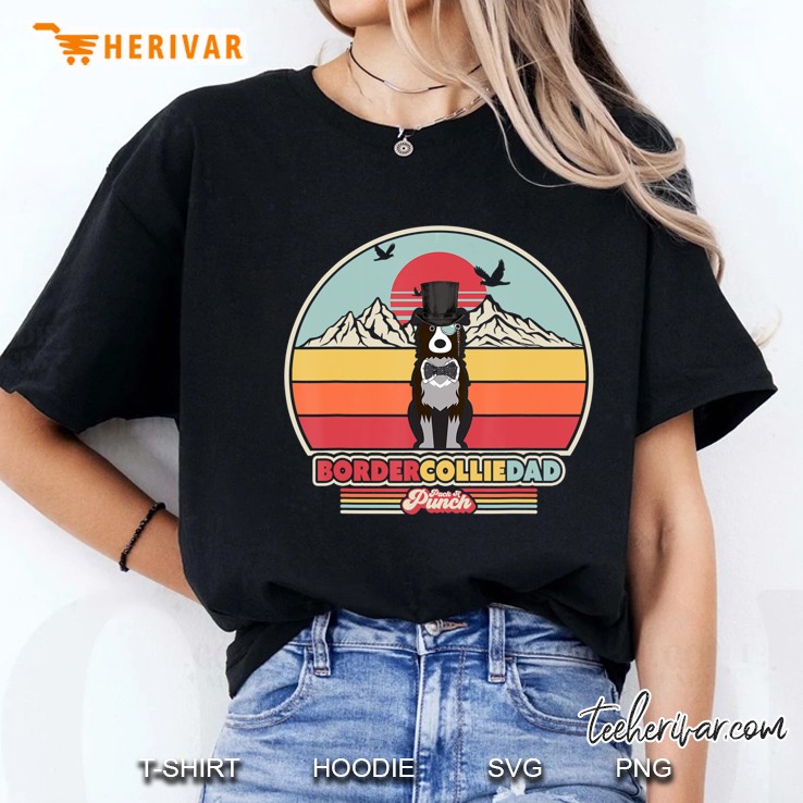 Border Collie Dad Shirt. Retro Style Ladies Tee