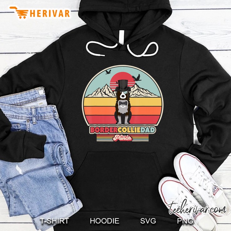 Border Collie Dad Shirt. Retro Style Hoodie