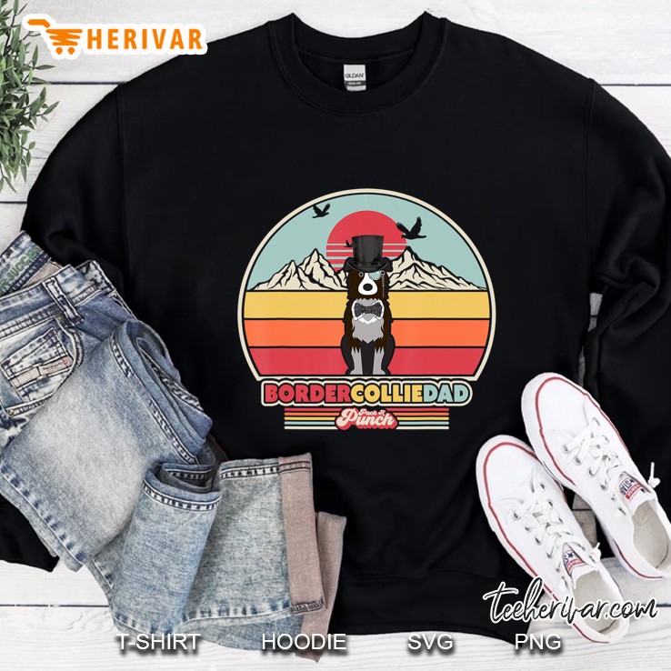 Border Collie Dad Shirt. Retro Style Sweatshirt