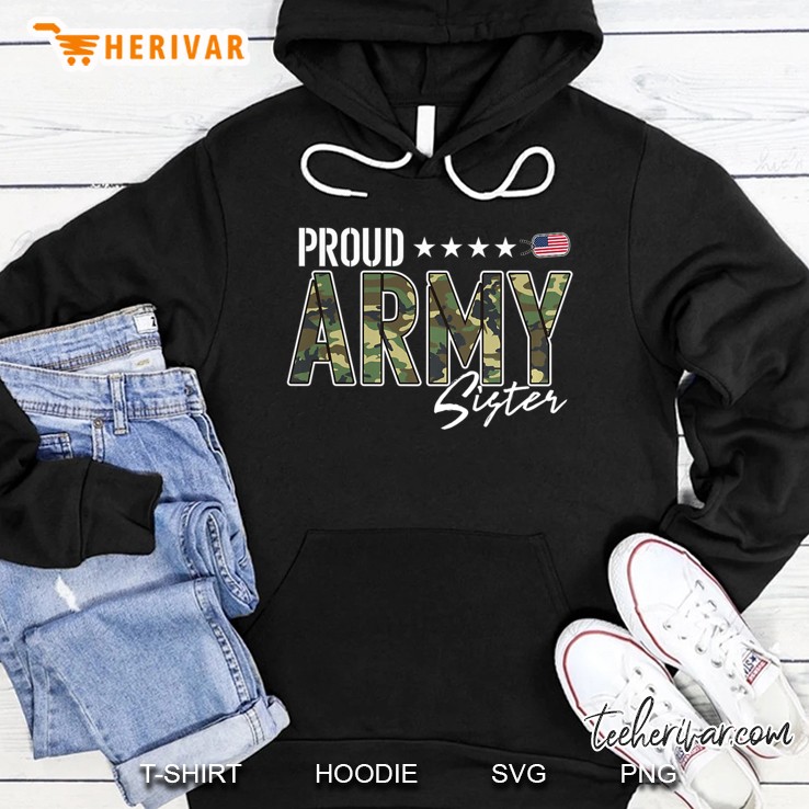 Proud Army Sister Us Flag Dog Tag Version2 Hoodie