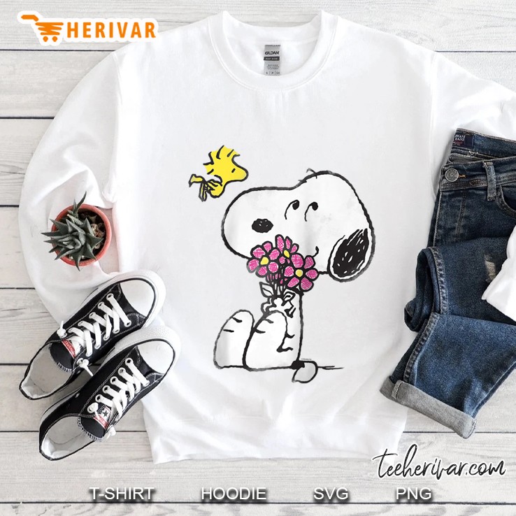 Peanuts Snoopy Woodstock Flowers Raglan Baseball Tee Sweatshirt